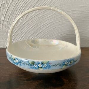 Floral Ceramic Basket with Handle